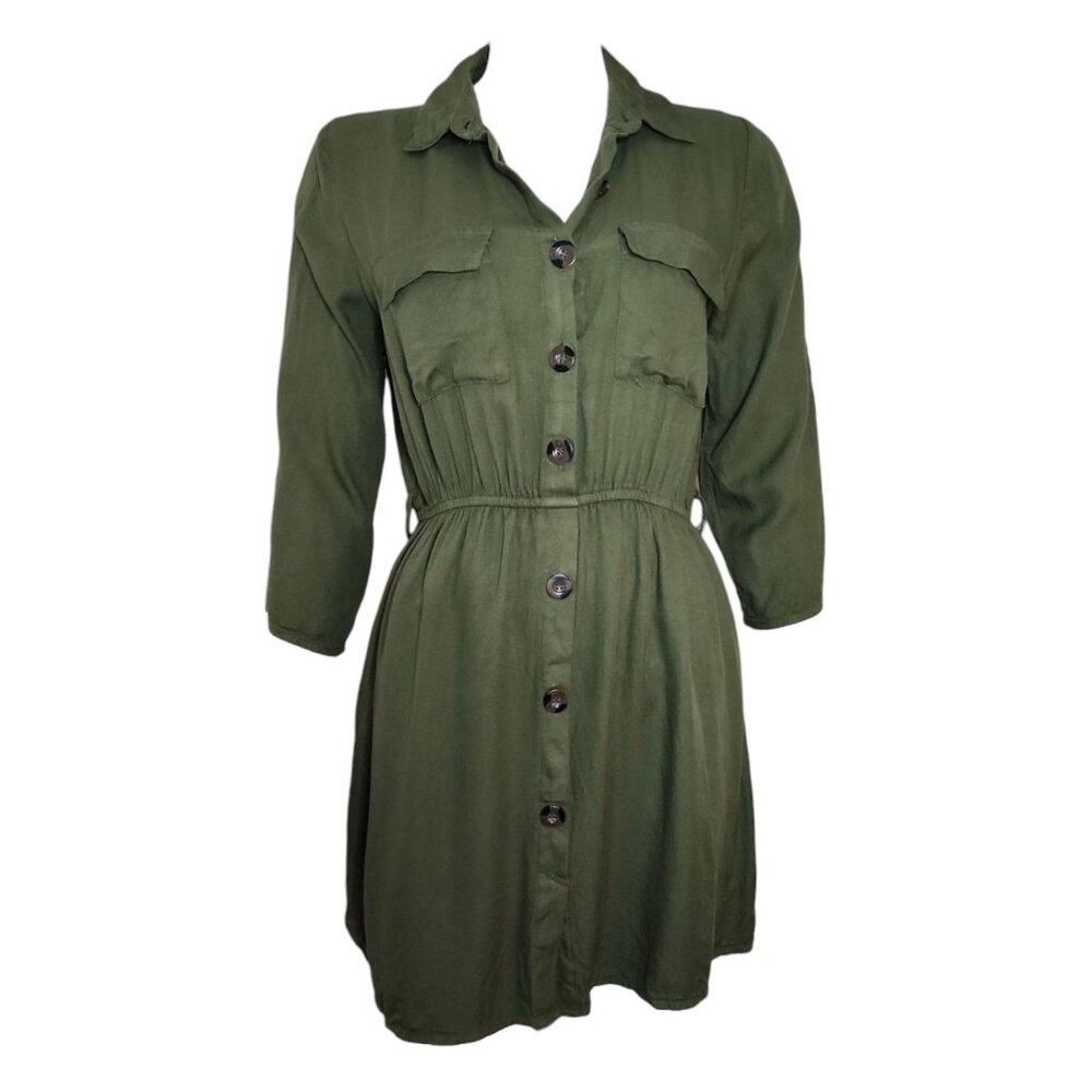 Charlotte Russe Shirt Dress Womens‎ Size L Large Green Button Front Casual Cute